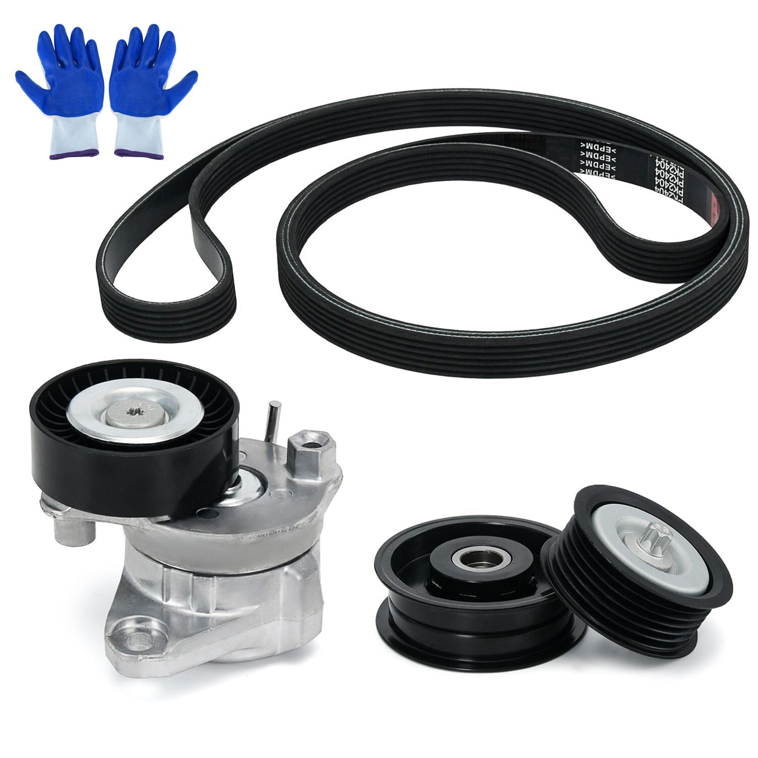 Serpentine Drive Belt Tensioner Idler Pulley Serpentine Belt Kit For 2006-2011 Mercedes-Benz ML350 GL450 G550 SLK300 C280 GLK350 E350 CL550 S550 OE#2722021419 2722000270 A272202...