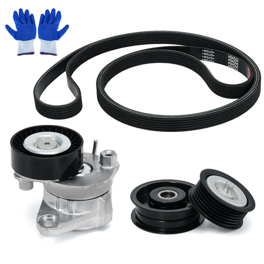 Serpentine Drive Belt Tensioner Idler Pulley Serpentine Belt Kit For 2006-2011 Mercedes-Benz ML350 GL450 G550 SLK300 C280 GLK350 E350 CL550 S550 OE#2722021419 2722000270 A272202...