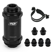 PQY BLACK AN6 / AN8 / AN10 Inline Fuel Filter E85 Ethanol With 10 Micron Stainless steel