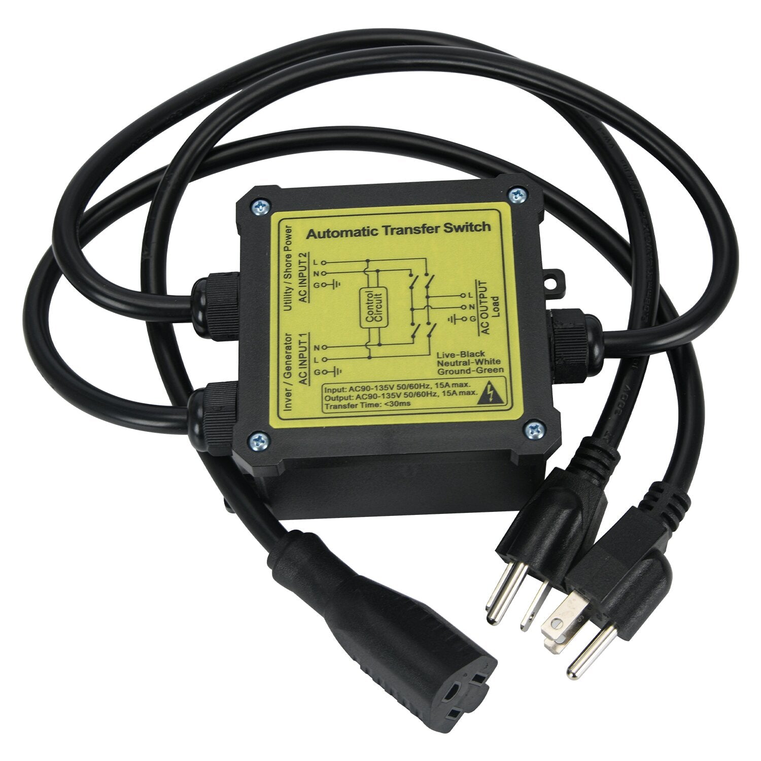 15Amp Automatic Transfer Switch Three plugs #SKU：ECU30