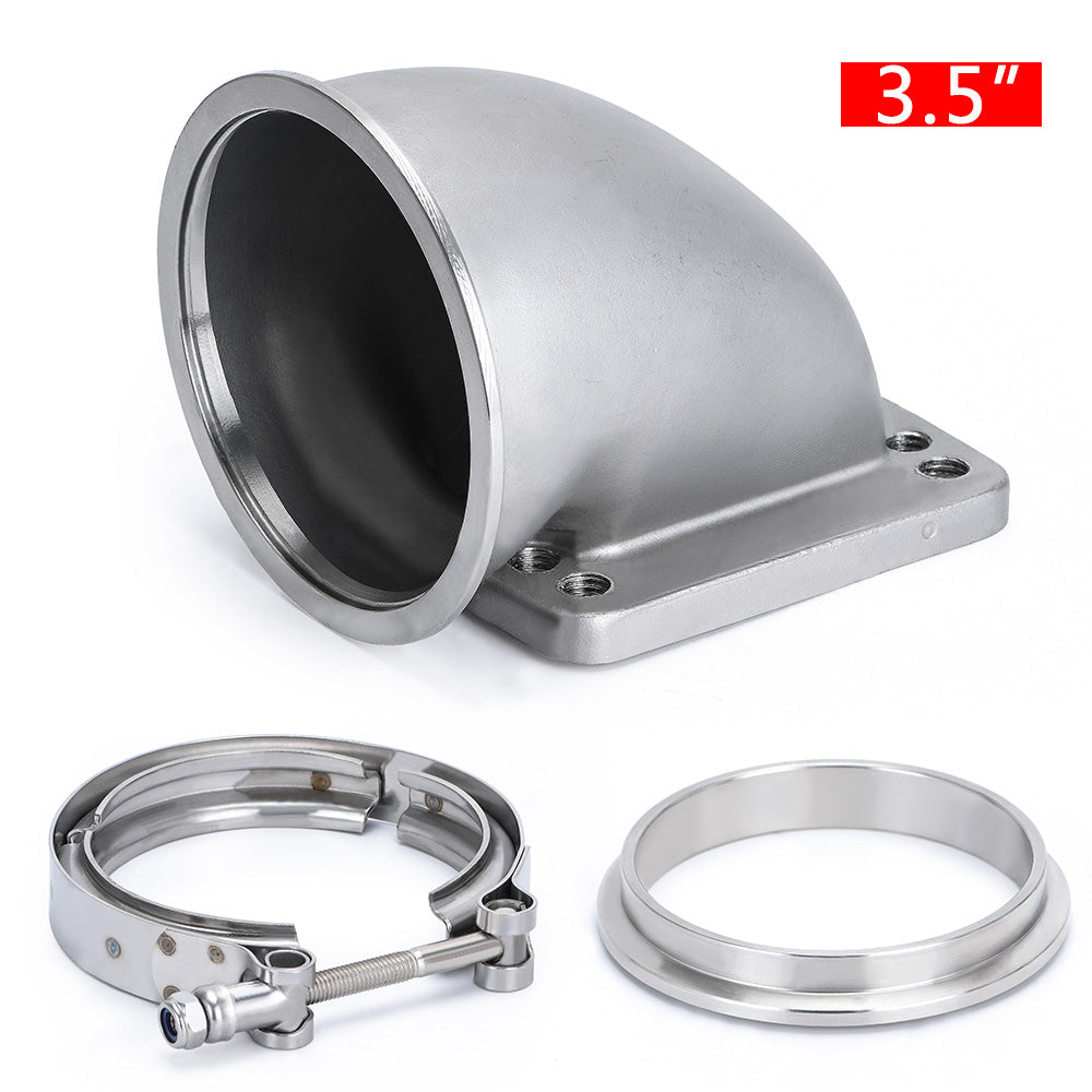 1 Pcs 2.5“/ 3.0"/ 3.5" Vband 90 Degree Turbo Elbow Adapter Flange w/ Clamp For T3 T4