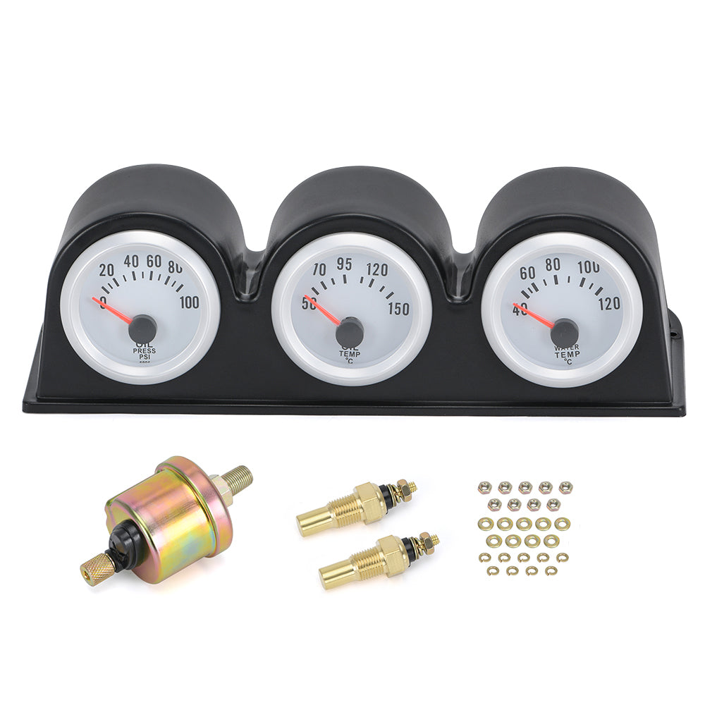 3 in 1 Car Triple Gauge with Blue/ Red Light Kit