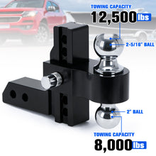 Load image into Gallery viewer, 6&#39;&#39; Adjustable Trailer Hitch Ball Mount Black &amp; Silver