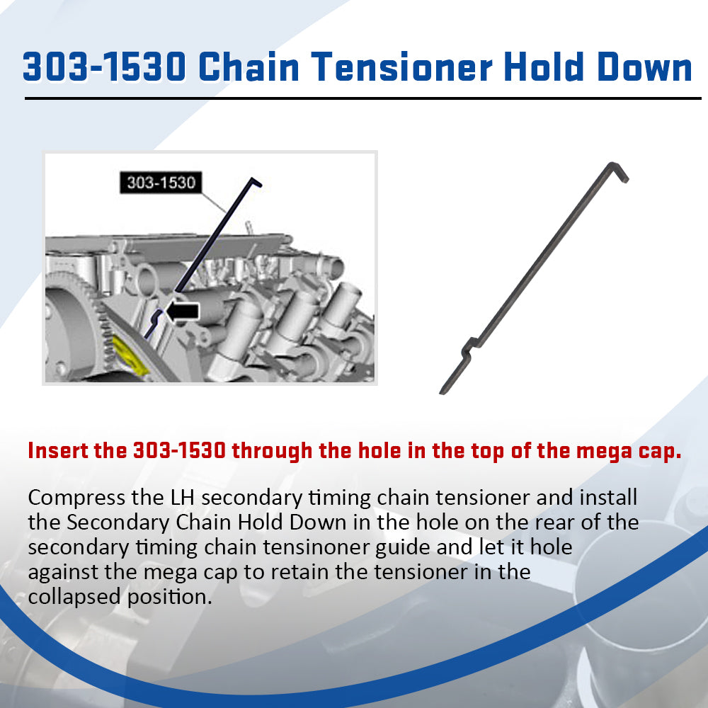 Camshaft holding tool and chain tensioner hold down tool 57 off