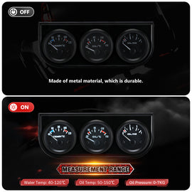 52MM 3 in 1 Car Triple Gauge Kit