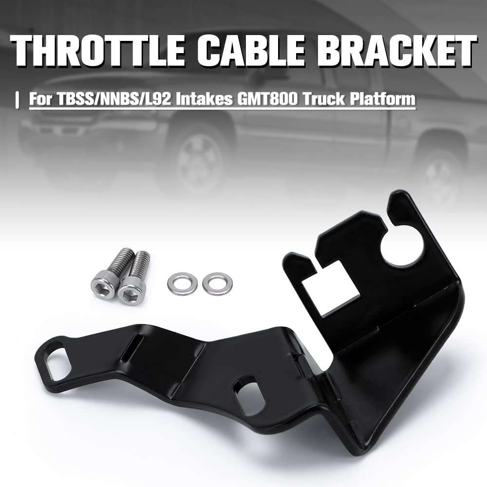 Intake Manifold Throttle Cable Bracket Black w/ Bolts & Washers