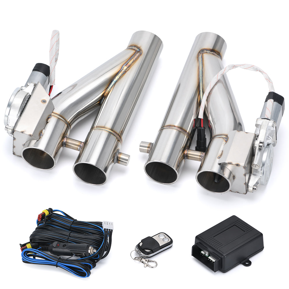 2in1 2.5" Electric Exhaust Downpipe E-Cutout Cut Out Dual Valve Remote Wireless
