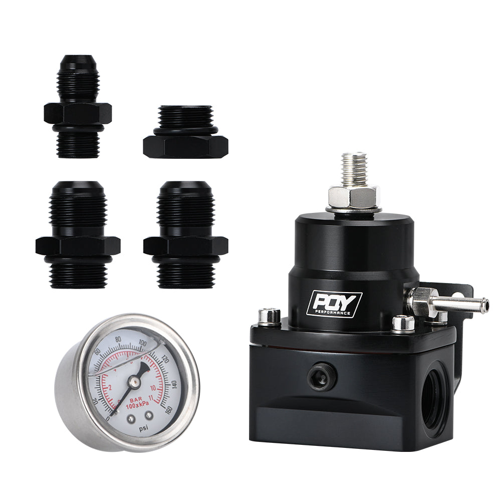 Adjustable Efi Fuel Pressure Regulator Bypass w/ Gauge w/ 6AN 8AN Fittings