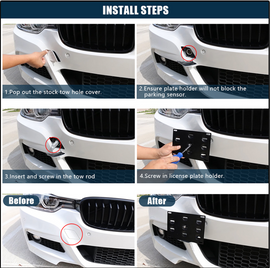 PQY License Plate Mount Bracket Holder For 11-on BMW F-Series F30 F31 F10 F11 F07 F25 F55 F56 F15