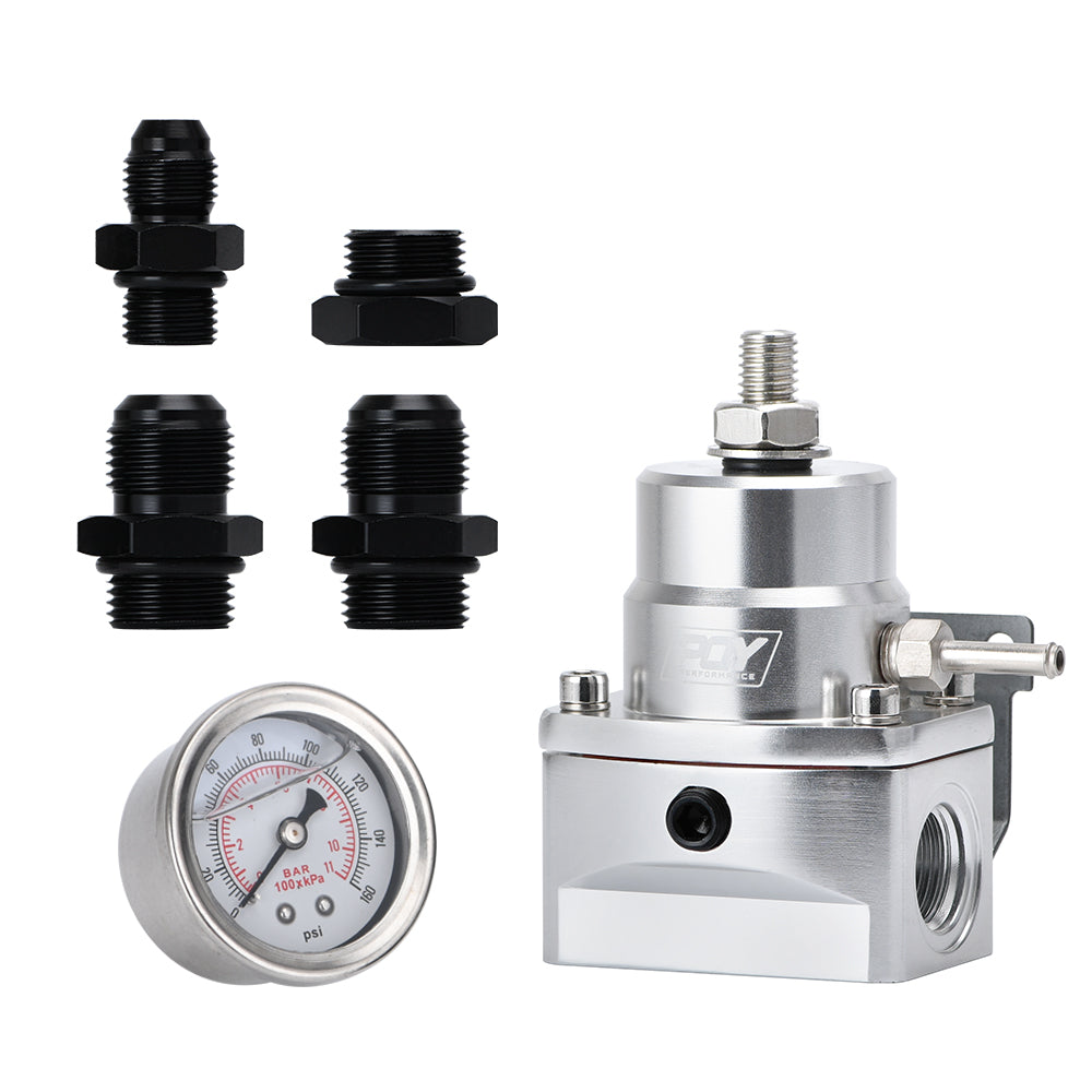 Adjustable Efi Fuel Pressure Regulator Bypass w/ Gauge w/ 6AN 8AN Fittings
