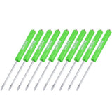 10Pcs Green Pocket Magnetic Screwdriver Set Slotted Head w/ Magnet Top